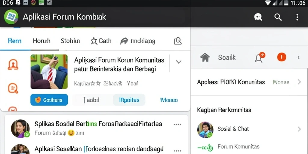 Antarmuka pengguna aplikasi D06 untuk Forum Komunitas yang menarik.