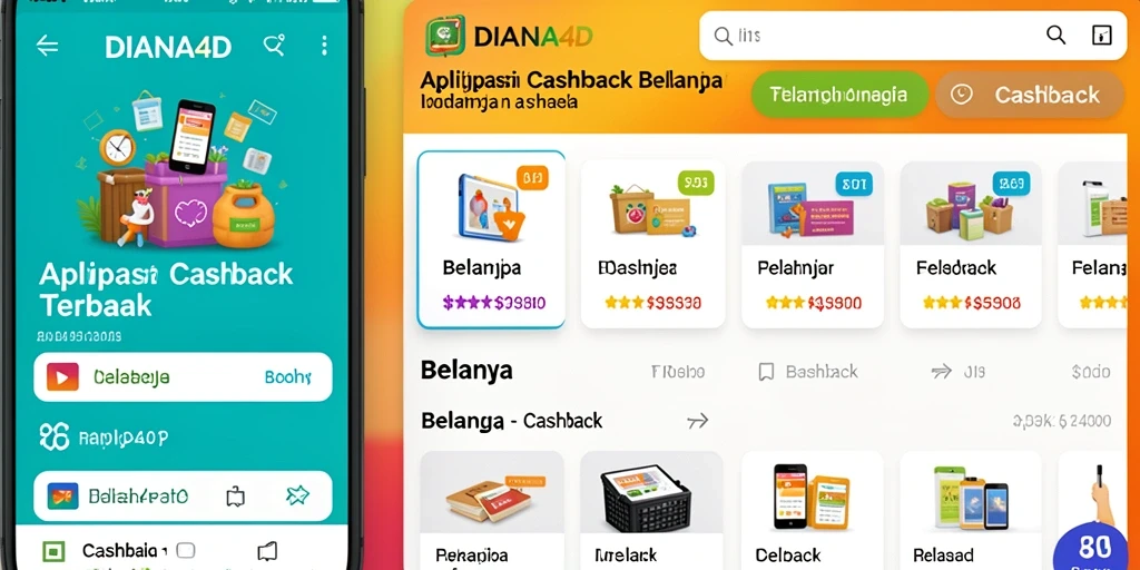 Tampilan aplikasi DIANA4D dengan berbagai penawaran Cashback menarik.
