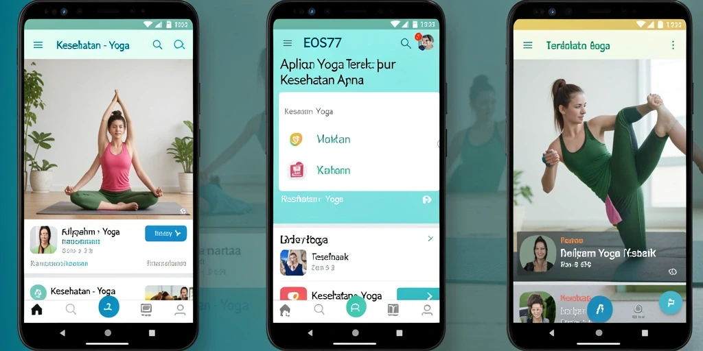Tampilan antarmuka EOS77 dengan berbagai pilihan latihan Yoga.
