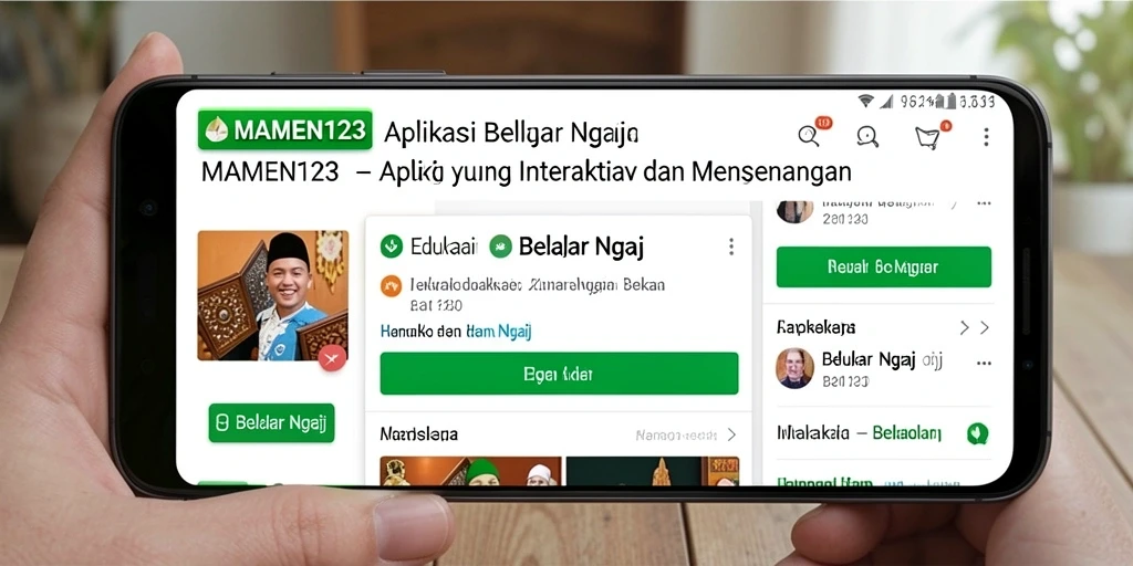 Tampilan antarmuka MAMEN123 yang menarik untuk belajar ngaji.
