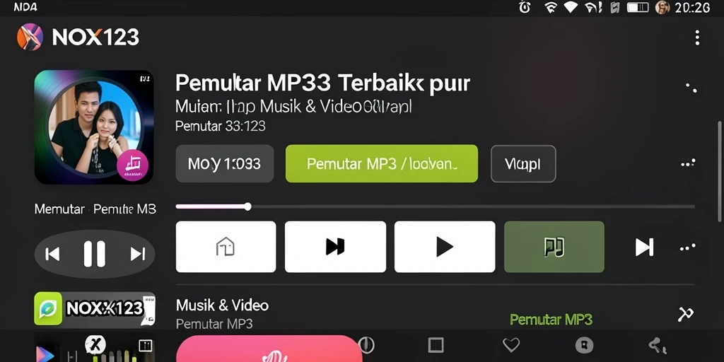 Antarmuka pengguna NOX123 yang menarik untuk Pemutar MP3.