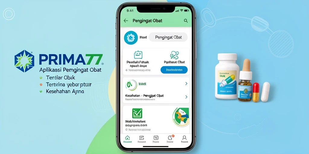 Antarmuka aplikasi PRIMA77 yang intuitif untuk pengingat obat.