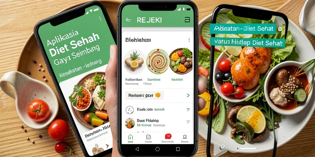 Tampilan antarmuka pengguna aplikasi Diet Sehat REJEKI.